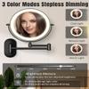 30X/1X Wall Mounted Lighted Makeup Mirror, 8'' Double Sided Rechargeable Magnifying Bathroom Mirror with Light, 3 Color Lights Touch Dimmable Extended Arm 360 Rotation Light up Mirrors view 3
