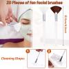 20 Pieces Fan Brushes Facial Applicator Brush Soft Makeup Mask Acid Applicator Brush Esthetician Cosmetic Brush for Mud Cream, Makeup Peel (White and Brown) view 2