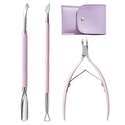 3Pcs/Set Cuticle Trimmer With Cuticle Pusher Stainless Steel Cuticle Remover Cuticle Nippers Cuticle Scissors Remover