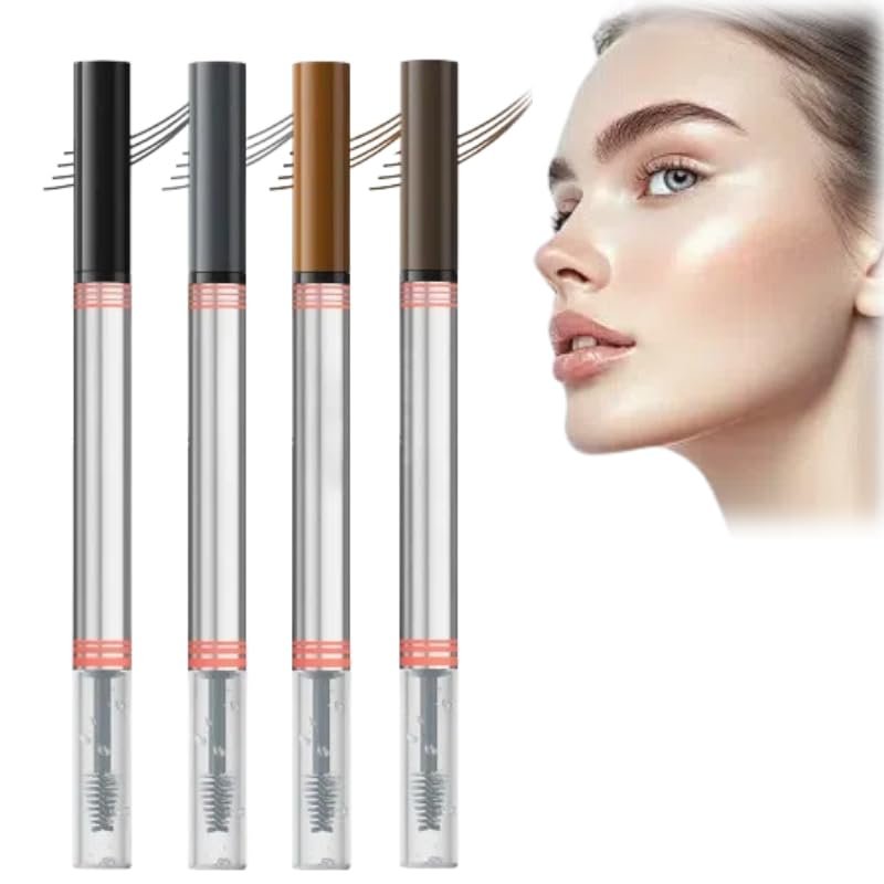 2025 New 2-in-1 Dual-Ended Microblading Eyebrow Pen - 4 Fork Tip Hair-Like Design with Gel, Waterproof & Long-Lasting Eyebrow Pen - Ideal for Women's Makeup (Mix-4pcs)