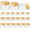 Domensi 18pcs Glass Cosmetic Jars with Wood Grain Lid Frosted Empty Containers Inner Liners Refillable Airtight Sample Jar for Makeup, Body Creams, Lotions, Powder, Home, Travel(50ml, 30ml, 15ml) view 1