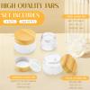 Domensi 18pcs Glass Cosmetic Jars with Wood Grain Lid Frosted Empty Containers Inner Liners Refillable Airtight Sample Jar for Makeup, Body Creams, Lotions, Powder, Home, Travel(50ml, 30ml, 15ml) view 2
