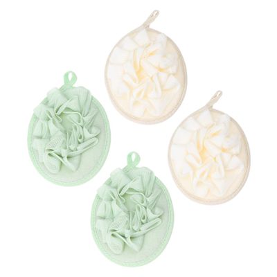 Veemoon 4pcs Soft Bath Exfoliating Shower Poufs for Gentle Skin Cleansing Bubble Maker Bath Accessories for Shower Gel Wash