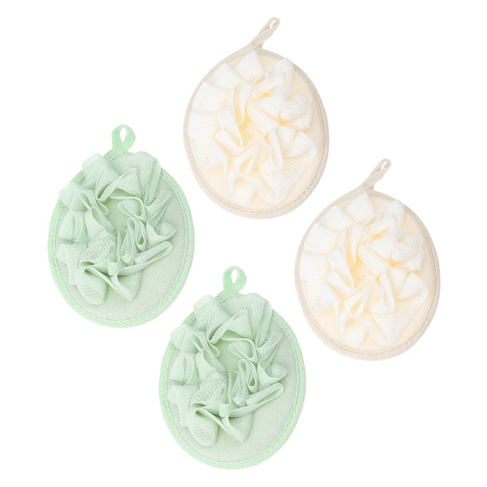 Veemoon 4pcs Soft Bath Exfoliating Shower Poufs for Gentle Skin Cleansing Bubble Maker Bath Accessories for Shower Gel Wash
