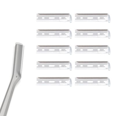 Facial Razor Replacement Blades Designed for compatibility with Tweezerman facial razors. Pack of 10 (No handle included)