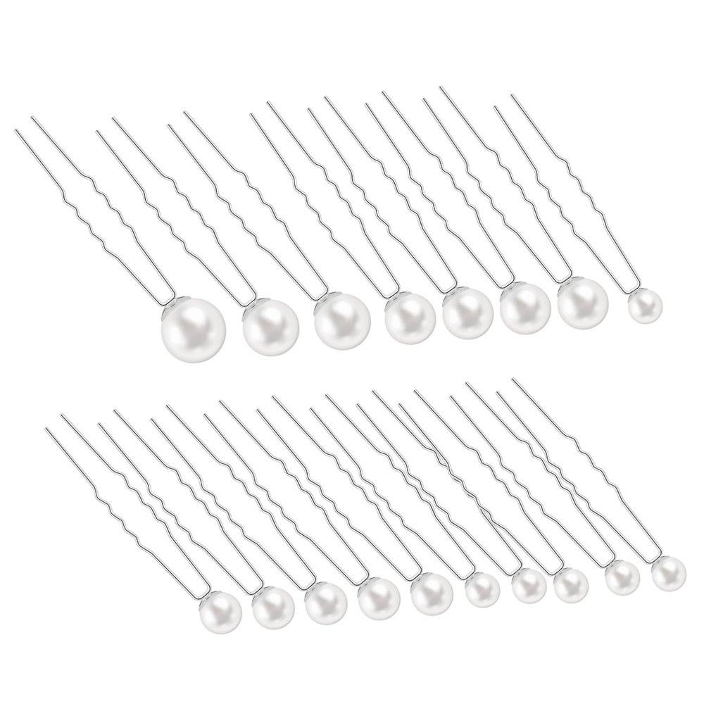 IWOWHERO Pearl Hair Clips for Brides Silver Pearl Jewelry Hair Pin Bobby Pins Bridal Accessories