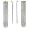 BARSDAR Wrap Around Straight Ponytail Extensions - 26 Inch Long Straight Gray Ponytails for Women, Clip in Ponytail Hair Extensions Synthetic Pony Tails Hairpieces Daily - Silver Grey view 2