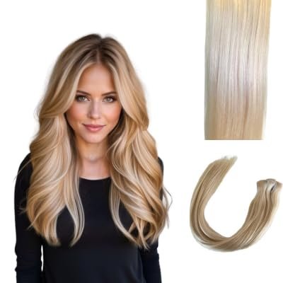 Envie Me Luxury Hair Extentions Remy Cuticle Intact Double Drawn Real Human Hair Straight Hair Seamless Invisible Clip-In Hair Extentions #1001 Light Blonde 110g 20 inch 8 pcs