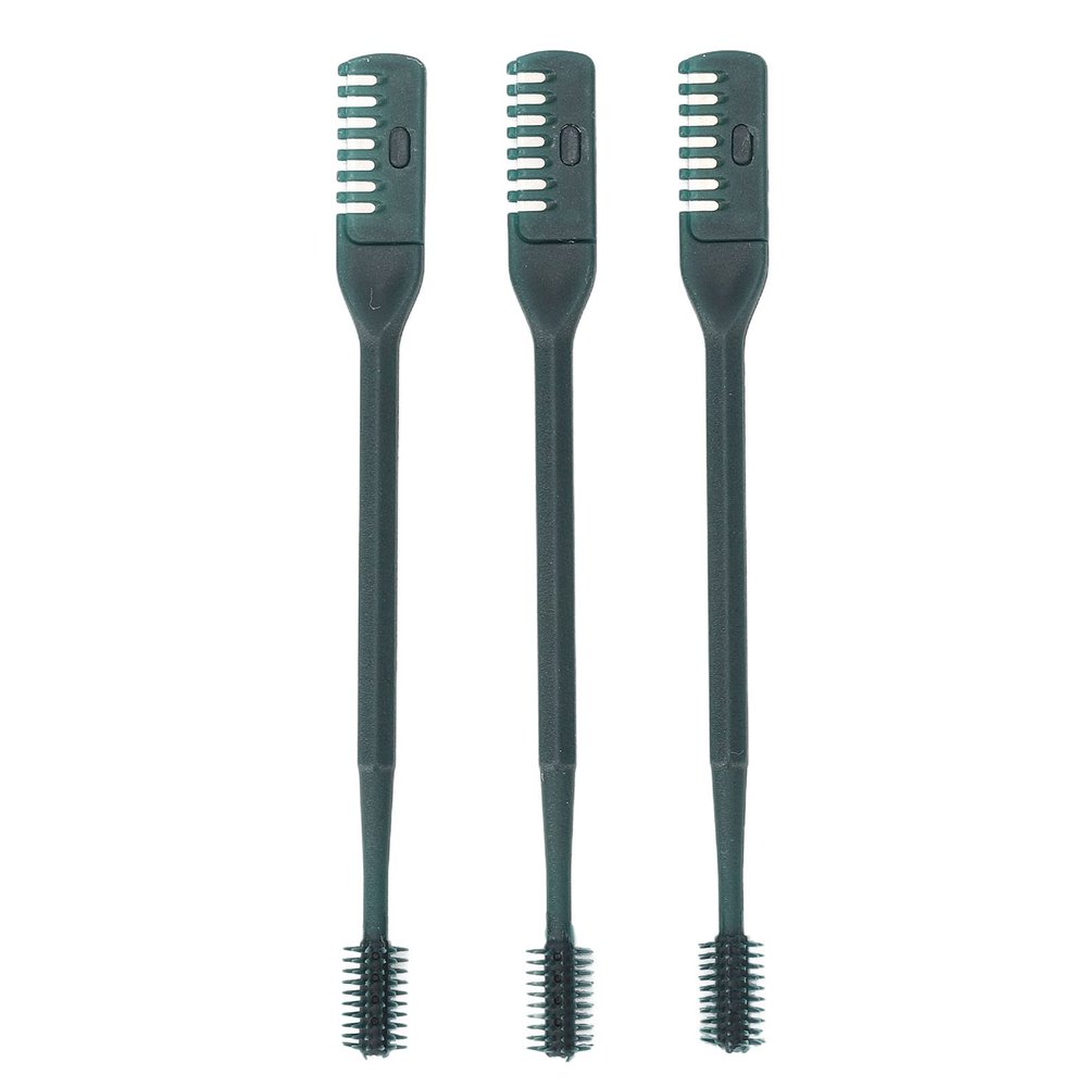 3pcs Manual Nose Hair Trimmer Double Head Nostril Cleaning Safety Protected Nose Hair Knife Dark Green
