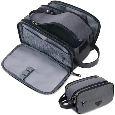 5sssallefaa Travel Business Toiletry Bag Waterproof Shaving Kit for Men Women Shower Bathroom Makeup Cosmetic Organizer Handbag (Gray 1)