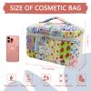 1pc Large Makeup Bag, Cute Cosmetic Bag for Women Girls, Floral Coquette Aesthetic Toiletry Bag, Travel Make Up Organizer Bag (colourful) view 2