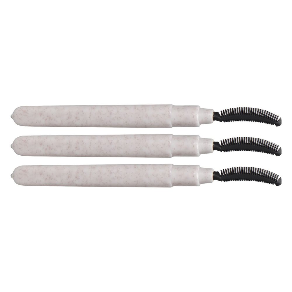 3pcs Silicone Eyelash Mascara Brushes Wand Portable Lash Separating Brush with Dust Cover White
