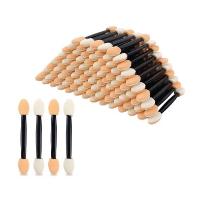 100PCS Disposable Eyeshadow Applicators, Dual Sides Sponge Tipped Oval Makeup Tool, Makeup Applicotors for Daily Beauty, Suitable for Home and Travel