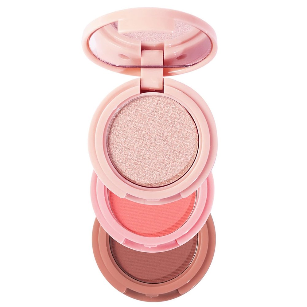 Highlight Makeup Smooth Face Cheek Tint Eyeshadow Powder Makeup Face Makeup 3in1 Makeup Set (03, One Size)