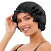 SusanSilk 19 Momme Mulberry Silk Bonnet Shower Cap, Garnet Flower (Black) view 1