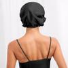 SusanSilk 19 Momme Mulberry Silk Bonnet Shower Cap, Garnet Flower (Black) view 2