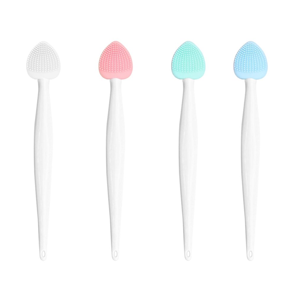 4pcs Silicone Lip Scrub Brush, Double-Sided Lip Exfoliator for Women & Men, Lip Cleaning Tool for Dead Skin Removal, Mini Portable Lip Scrubber for Smoother Lips, Pink, Green, Red & White