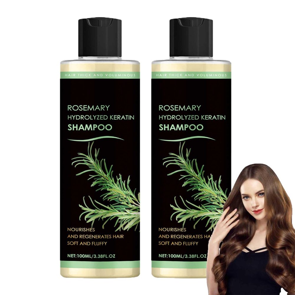 NinthAvenue Basics Rosemary Hydrolyzed Keratin Shampoo, Hair Growth & Thickening, Organic, Suitable for All Hair Types (2pcs)