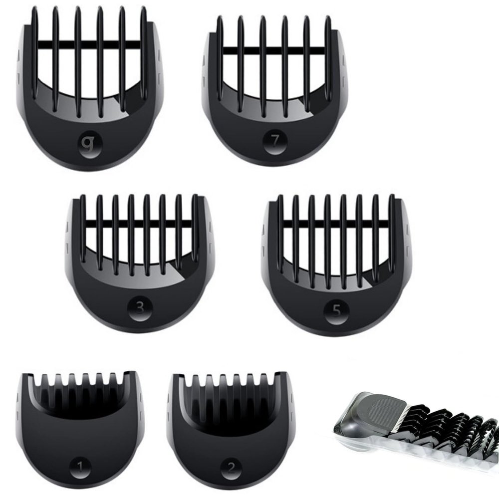 Beard Trimmer Replacement Head Compatible with Series 56 and 7 .1/2/3/5/7/9mm 6pcs Comb Trimming Attachment, for Electric Shavers 5018s5020s6075cc 7071cc7075cc7085cc7020s5050cs6020s 6072cc