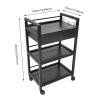 Salon Trolley Cart with Drawer - 3 Tier Storage Cart with 4 Universal Wheels and Lock, Rolling Hairdressing Salon Cart for Spa, Beauty Salon, Barber Shop and Nail Salon (Black) view 2