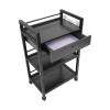 Salon Trolley Cart with Drawer - 3 Tier Storage Cart with 4 Universal Wheels and Lock, Rolling Hairdressing Salon Cart for Spa, Beauty Salon, Barber Shop and Nail Salon (Black) view 3