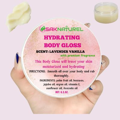 SAKNATUREL LAVENDER VANILLA SCENT: Hydrating Body Glaze BODY GLOSS Body Butter Body Drops Body Oil, 24-Hour Moisture Skin Care, Lightweight & Non-Greasy, Leaves Skin Soft & Radiant For Dry Skin
