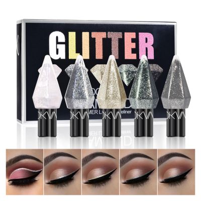 MooGlamor 6 Pcs Liquid Glitter Eyeshadow Set Colorful Eyeliner with Long-Lasting and Waterproof Shinning Eye Shadow Gift for Women Eye Makeup(Diamond B)