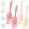 4Pack Back Scrubber for Shower Loofah with Long Handle, Shower Brush for Body, 17 Loofah on a Stick for Men Women Bathing Accessories, Scrubber Sponge for Exfoliating Bath Brushes (Beige & Pink) view 1