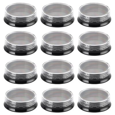 12 Pieces 3 Gram Plastic Cosmetic Containers Nail Art Accessory Storage Organizer Nail Glitter Storage Box for Nail Art Accessory Powder Glitter Rhinestones, Black Box with Clear Lid