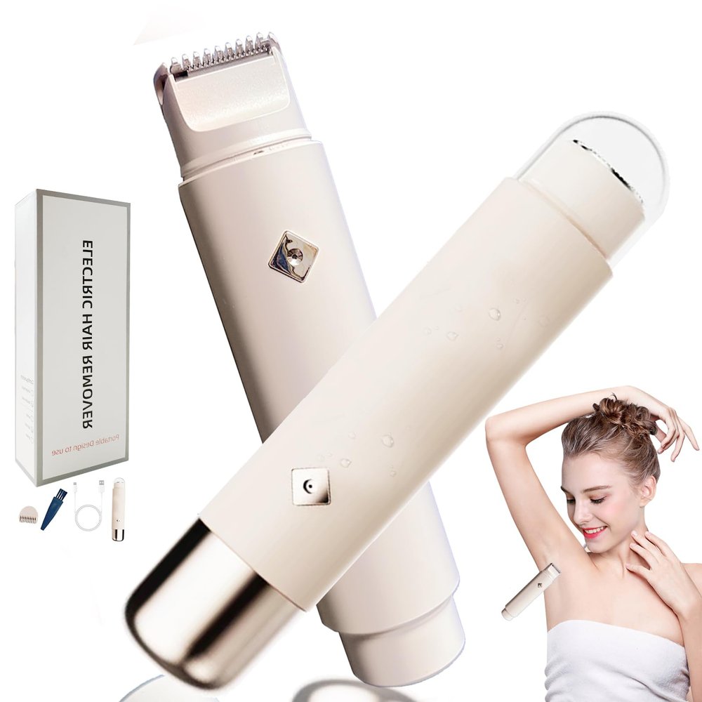 ZTIKSNYU Bikini Trimmer for Women 2 in 1 Beauty Hair Shaver Underarm Women's Body Leg Arm Face Shavers Razor for Travel Cordless - White
