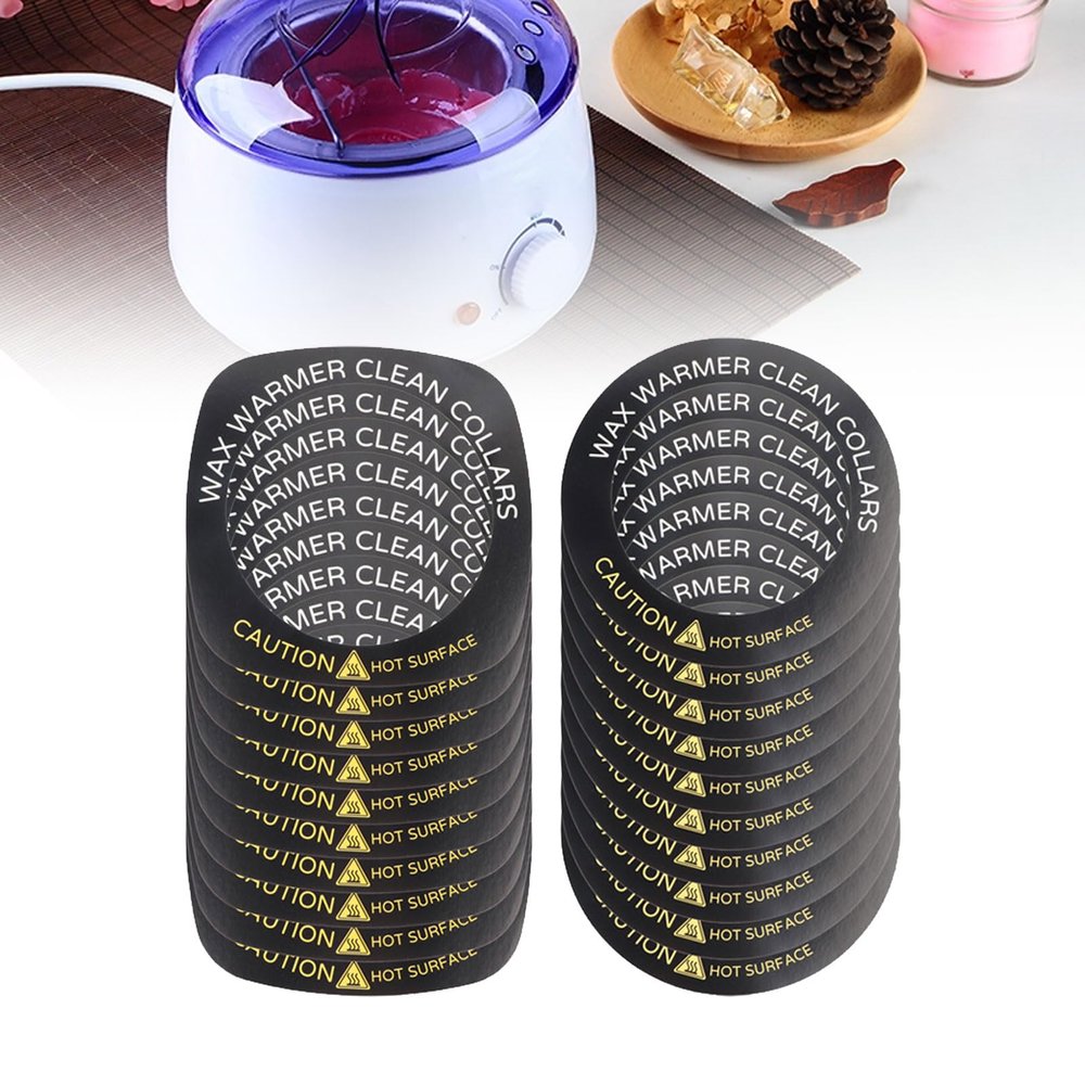 100pcs Wax Collars for Wax Pot, Disposable Wax Warmer Liners, 50pcs Round+50pcs Quadrate Wax Warmer Collars Compatible with Most Wax Heaters
