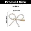 10PCS Pearl Bow Hair Clips, Elegant Bow Hair Pins, Non-Slip Duckbill Hair Clips, Golden Decorative Pearl Bobby Pins, Cute Hair Barrettes Accessories for Women. view 2
