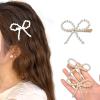 10PCS Pearl Bow Hair Clips, Elegant Bow Hair Pins, Non-Slip Duckbill Hair Clips, Golden Decorative Pearl Bobby Pins, Cute Hair Barrettes Accessories for Women. view 3