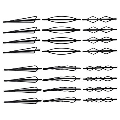 24PCS Black Bobby Hair Pins, Geometric Invisible Clips, Metal Fashion BB Hair Pins, Simple Bangs Clips, Stylish Hair Accessories for Women Weddings Decorative Hair Accessories