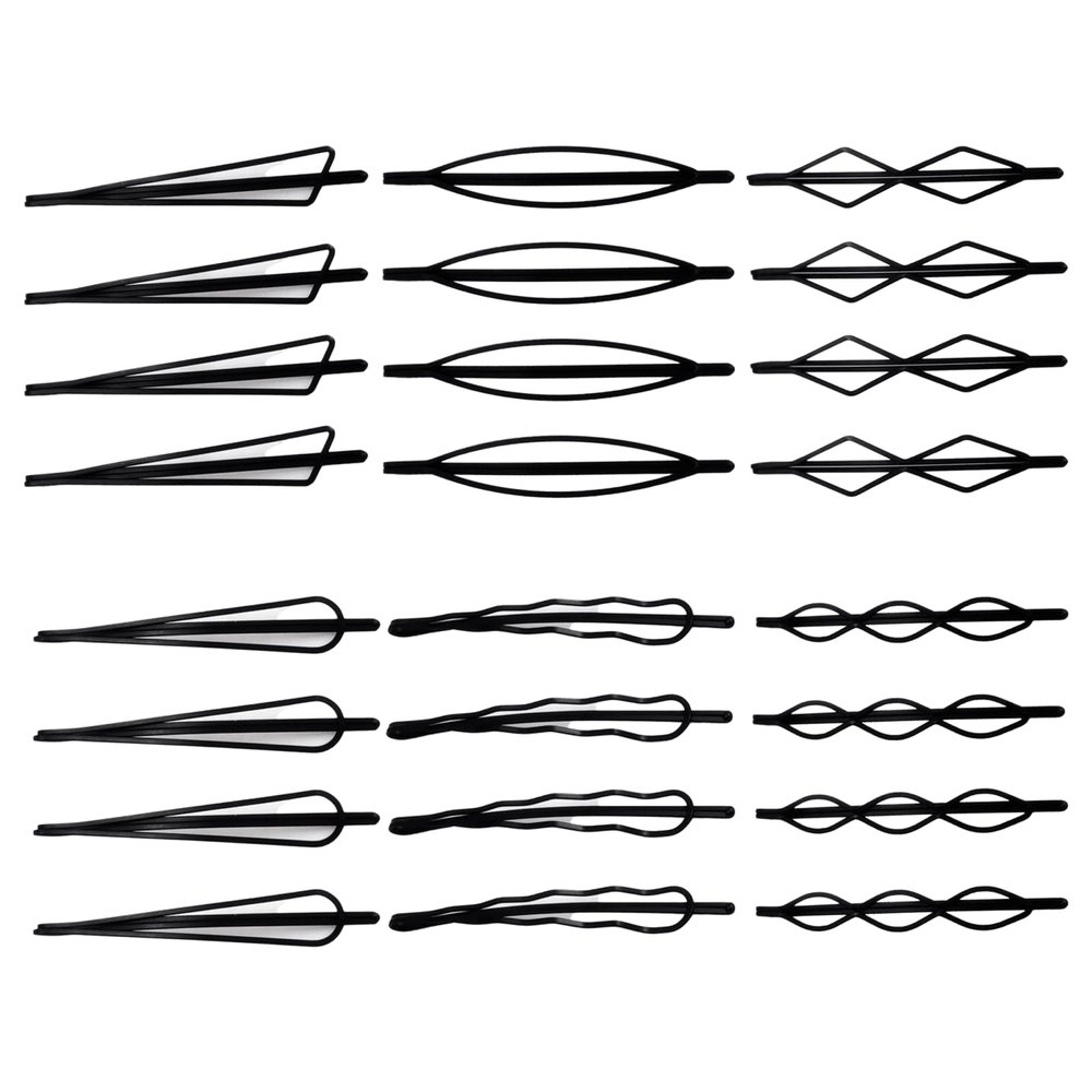 24PCS Black Bobby Hair Pins, Geometric Invisible Clips, Metal Fashion BB Hair Pins, Simple Bangs Clips, Stylish Hair Accessories for Women Weddings Decorative Hair Accessories