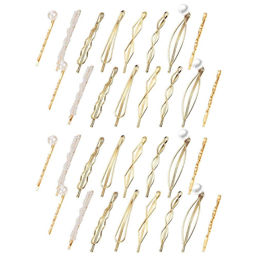 32PCS Golden Bobby Hair Clips, Elegant Hair Barrettes, Decorative Pearl Hair Pins, Metal Hair Pins, Stylish Hair Accessories for Women Bridal, Golden Weddings Hair Accessories.
