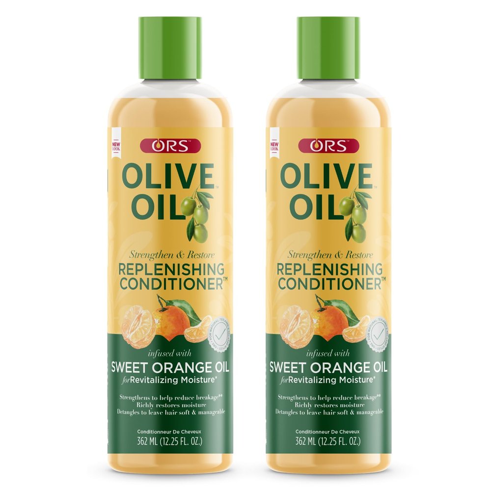 ORS Olive Oil Strengthen & Nourish Replenishing Conditioner infused with Sweet Orange Oil for Revitalizing Moisture 12.25 Ounce (Pack of 2)