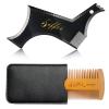 Siffoi Men's Beard Shaping Styling Tool with Handmade Pocket Size Wooden Comb in PU Cover, 2026 Version Precision Edging for Jaw, Cheek & Neck Lines, Works with All Beard Razors & Trimmers view 1