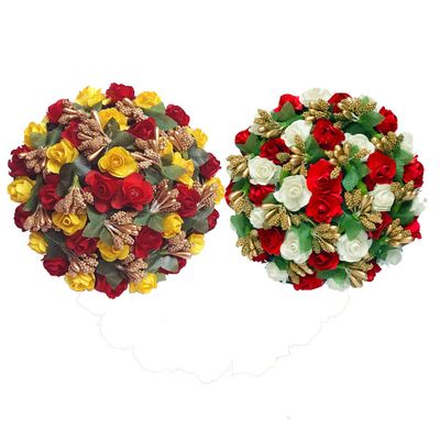 Artificial Juda/Bun Combo Hair Accessories for Women and Girls | Flower and Mogra Work Juda for Festives Designer Bridal Wedding Party Hair Gajra Pack of 02 Color-Multi