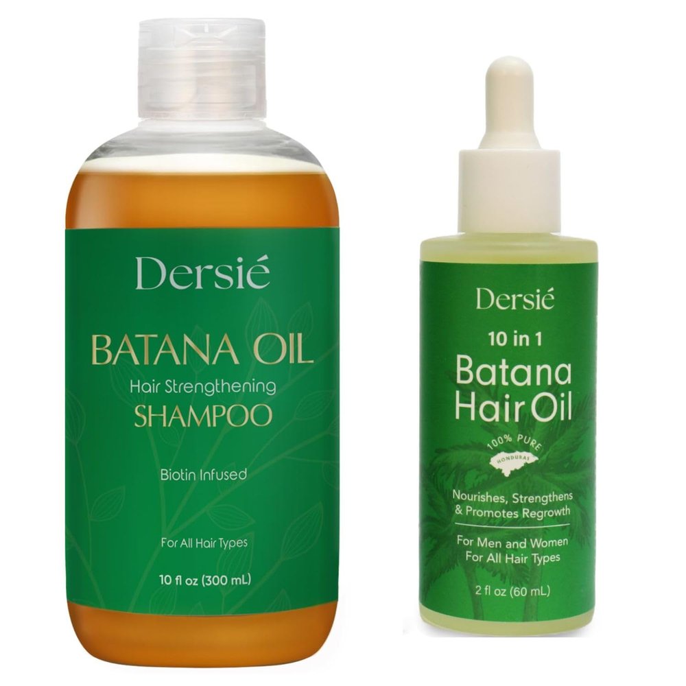 Batana Oil Hair Growth Bundle: Shampoo & Oil Set for Thinning Hair, Hair Loss, and Scalp Health - Infused with Biotin, Rosemary Oil & 10 Natural Ingredients - Sulfate Free & Paraben Free - For Women &