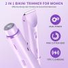 Tangting phoenix 2-in-1 Bikini Trimmer & Shaver for Women, All-in-One Rechargeable Electric Razor for Body & Face, Dual Head Design for Pubic, Underarm, Leg, Chin Hair Removal, IPX7 Waterproof(Purple) view 2