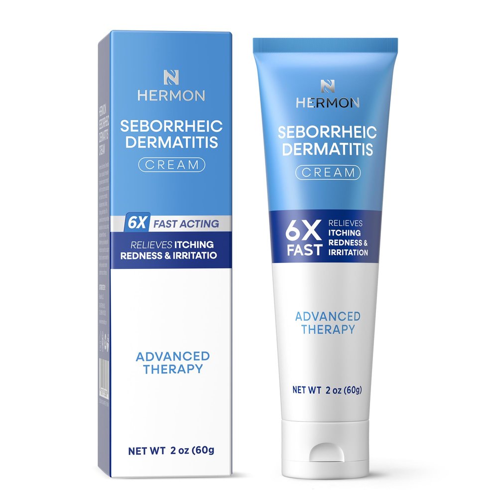 Hermon Seborrheic Dermatitis Scalp Treatment Cream: Soothing Itching Redness Scaling of Seborrheic Dermatitis - Fast-Acting Anti-Itch Ointment for Scalp Face Chest and Body for Men and Women 1 Pack