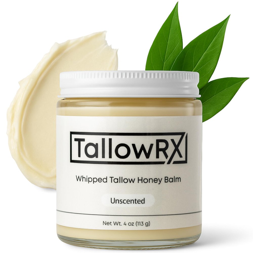 100% Grass-Fed Beef Tallow for Skin  Whipped Tallow Honey Balm, Pure & Organic Moisturizer for Face & Body with Manuka Honey, Jojoba & Calendula  Deep Hydration & Soothing (4 oz, Unscented)