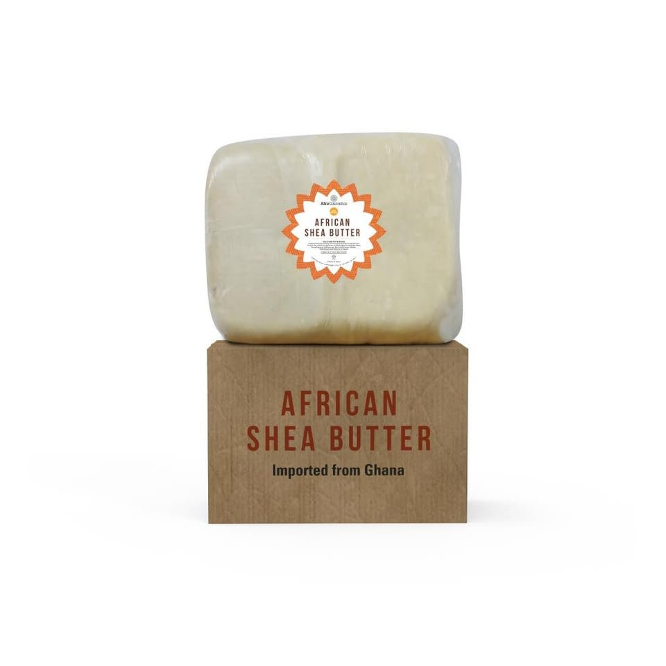 AFROCOSMETICS Raw African Shea Butter Bulk, Unrefined Natural Organic Moisturizer (White, 10 lbs Bulk)