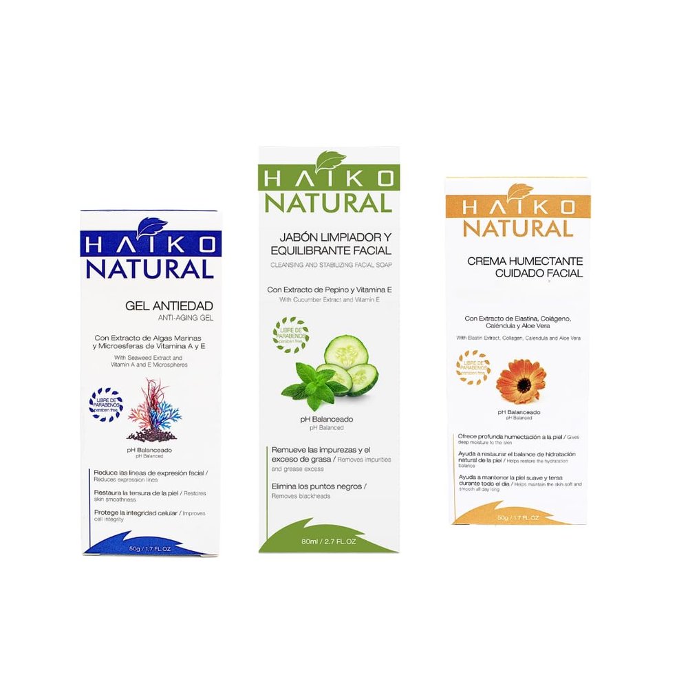 Haiko Natural Facial Care Set  Hydrating Face Cream with Collagen & Elastin, Anti-Aging Cream & Facial Cleansing Soap  Hydration, Skin Care & Radiance  Paraben-Fre