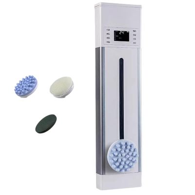 360Fully Automatic Rotating Electric Body Back Brush,Smart Wall-Mounted Exfoliating Brush,Wall Mounted Body Scrubbers,3 Brush Heads,3 Mode Options,Sliding Track Design,for Both(Color:Silver White)