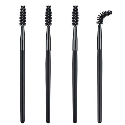 4Pcs Mascara Brush Wands Makeup Lash Spoolies Eyelash Eyebrow Brushes Spooly Applicators for Extensions Reusable(Black)