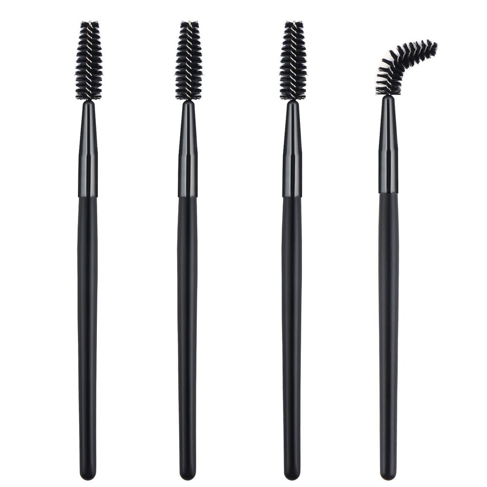 4Pcs Mascara Brush Wands Makeup Lash Spoolies Eyelash Eyebrow Brushes Spooly Applicators for Extensions Reusable(Black)