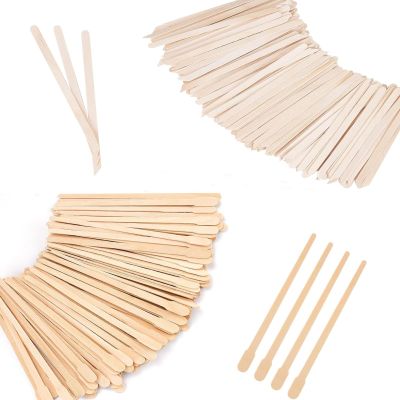 600 Pcs Wooden Eyebrow Waxing Sticks with Handle and 1200Pcs Wooden Wax Sticks (Slanted Handle)