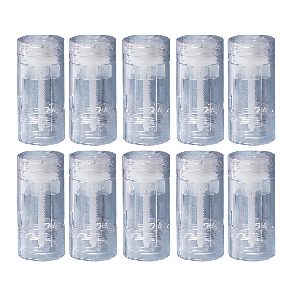 10Pcs 15/30/50G Empty Deodorant Container, DIY Sunscreen Refillable Bottle Reusable Twist-up Bottom Filling Stick Plastic Cosmetic Lip Balm Tube (Clean - 50g)
